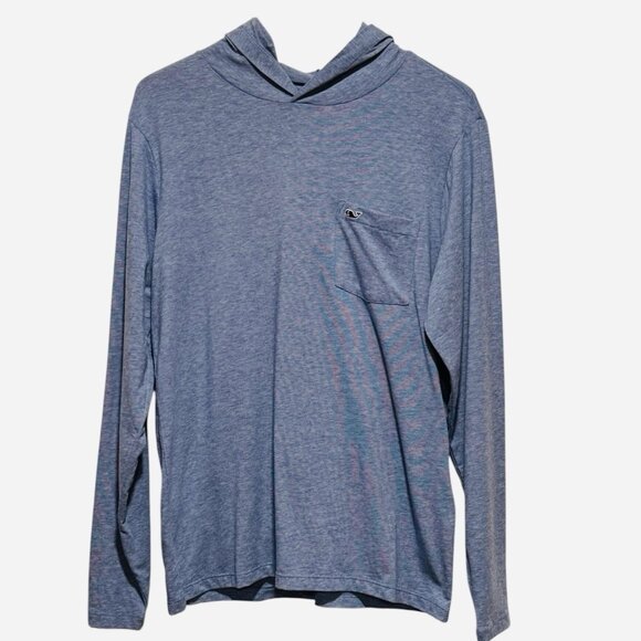 NWT Vineyard Vines Edgartown T Shirt Blue Long Sleeve Hooded Mens Size Small - Picture 2 of 10
